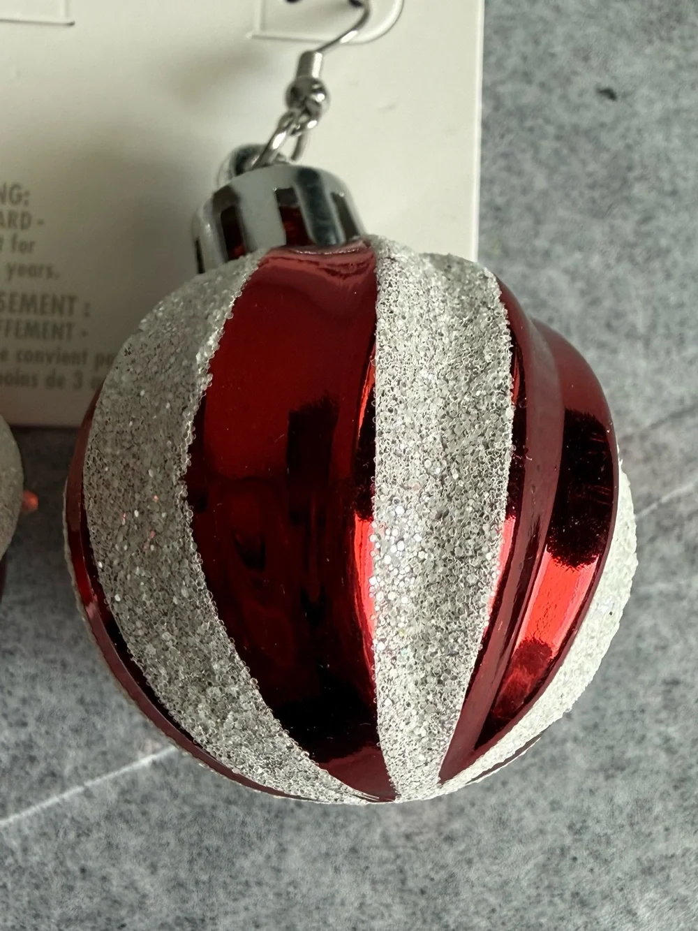 Claire's Red and Silver Sparkle Ornament Drop Earrings